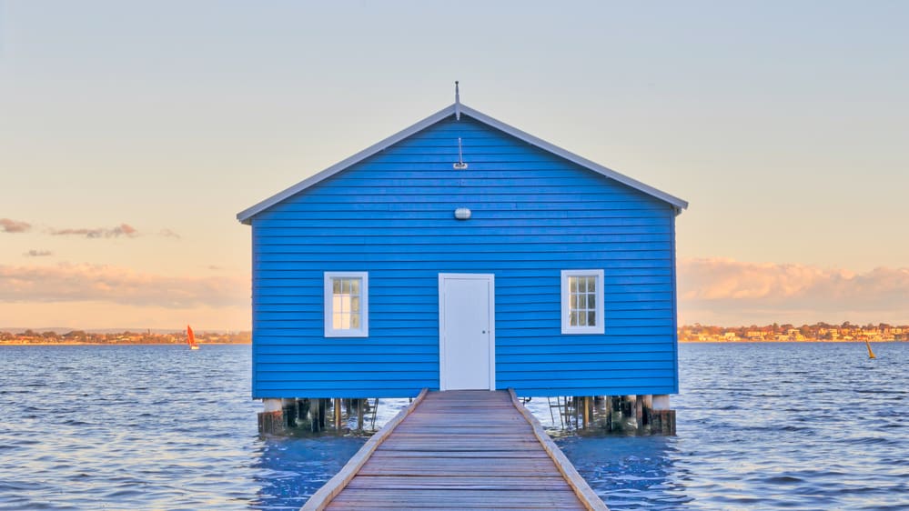 Blue boathouse Perth, WA